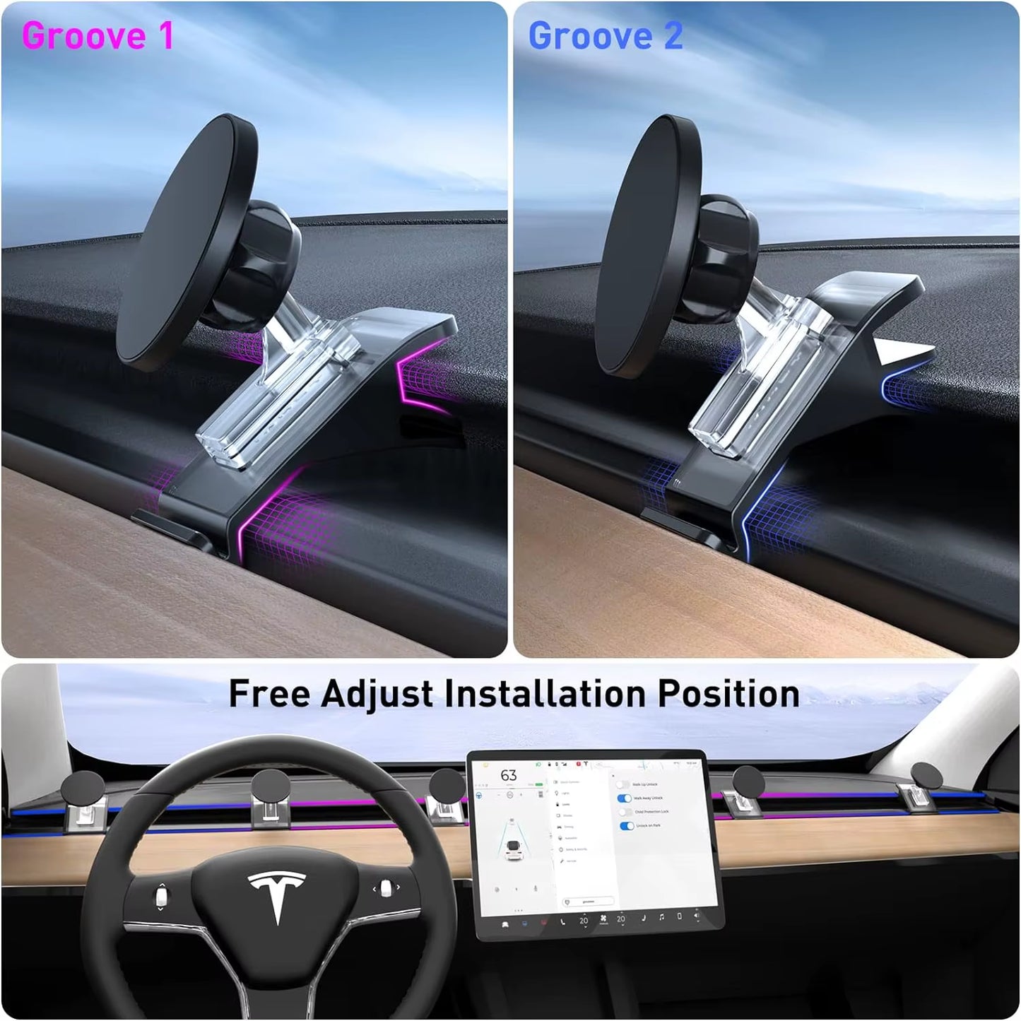 Car Phone Holder for Tesla Model3 Y Center Console Air Outlet Adjustable Magnetic Car Phone Support Frame Accessories