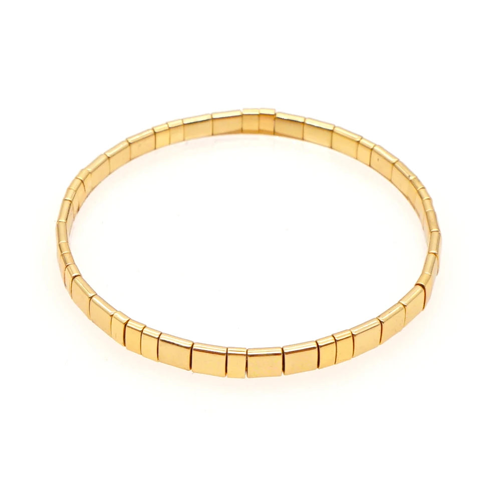 Tila Bracelets for Women Men Couple Jewelry Gift Classic Jewellery Gold Color Beaded Pulseras Stretch Bracelet Wholesale