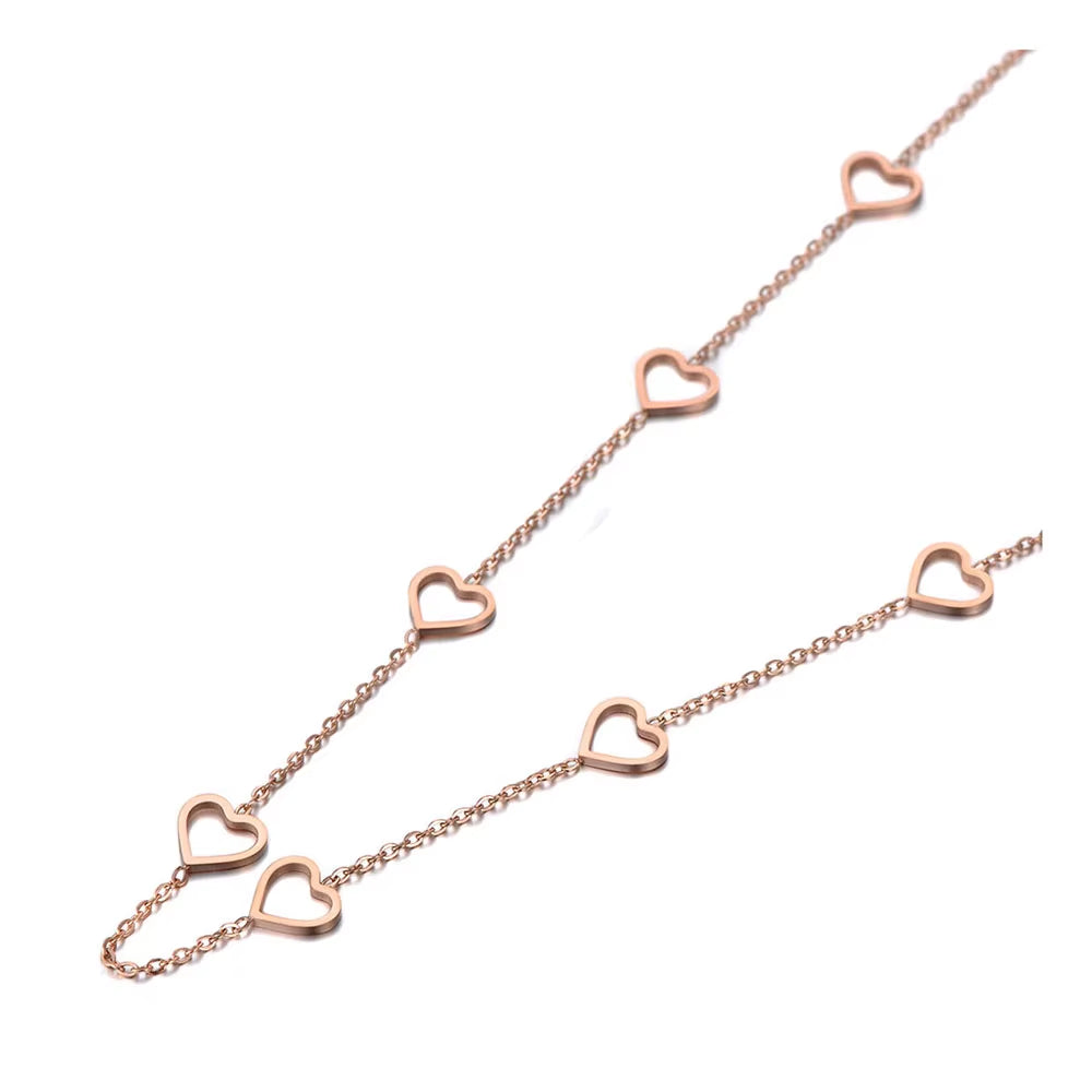 Trendy Titanium Stainless Steel CZ Crystal Love Heart Choker Necklaces for Women Girls Chic Charm Pendant Necklace N19202