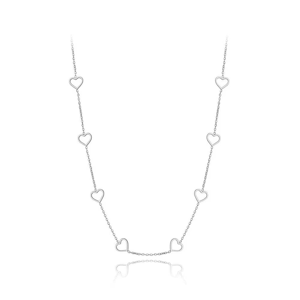 Trendy Titanium Stainless Steel CZ Crystal Love Heart Choker Necklaces for Women Girls Chic Charm Pendant Necklace N19202