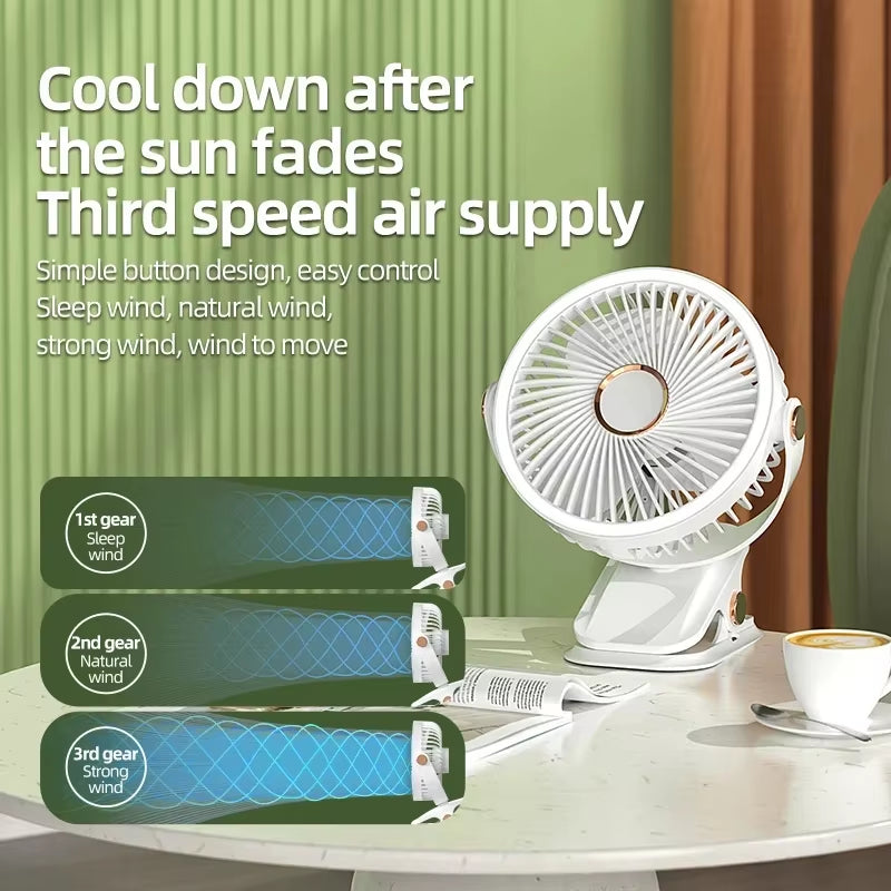 Xiaomi 8000Mah Clip-On Fan 3 Speed Quiet Rechargeable Desktop Portable Air Circulator Wireless Fan with LED Light Camping Home