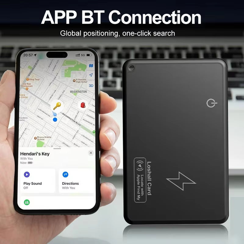 Wireless Charging Tracking Location Mini Wallet Tracker Card Waterproof GPS Locator Work with Apple Find My App BT Tracker