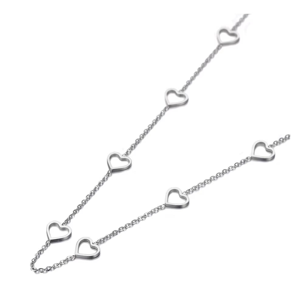 Trendy Titanium Stainless Steel CZ Crystal Love Heart Choker Necklaces for Women Girls Chic Charm Pendant Necklace N19202