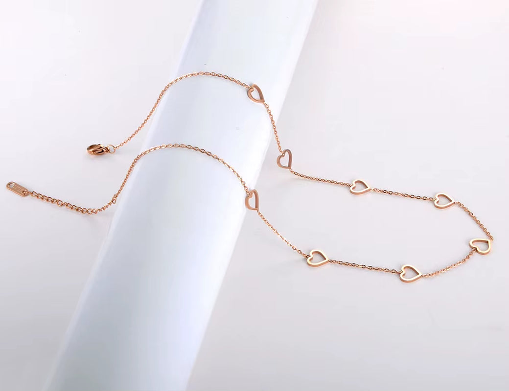 Trendy Titanium Stainless Steel CZ Crystal Love Heart Choker Necklaces for Women Girls Chic Charm Pendant Necklace N19202