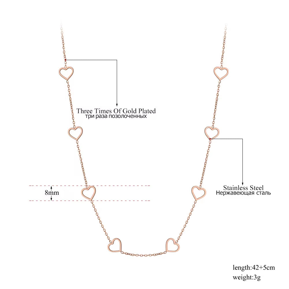Trendy Titanium Stainless Steel CZ Crystal Love Heart Choker Necklaces for Women Girls Chic Charm Pendant Necklace N19202