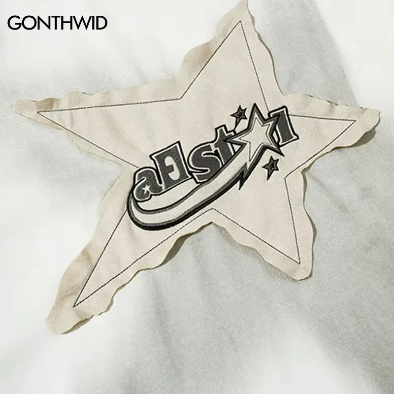 Summer T Shirts Star Splicing Harajuku Streetwear Tees Man Woman 2024 Fashion Casual Loose Cotton Hip Hop Y2K T-Shirt Tops