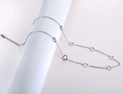 Trendy Titanium Stainless Steel CZ Crystal Love Heart Choker Necklaces for Women Girls Chic Charm Pendant Necklace N19202