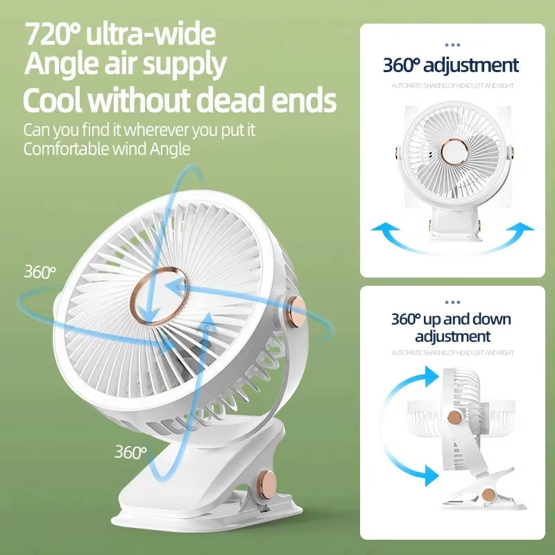 Xiaomi 8000Mah Clip-On Fan 3 Speed Quiet Rechargeable Desktop Portable Air Circulator Wireless Fan with LED Light Camping Home