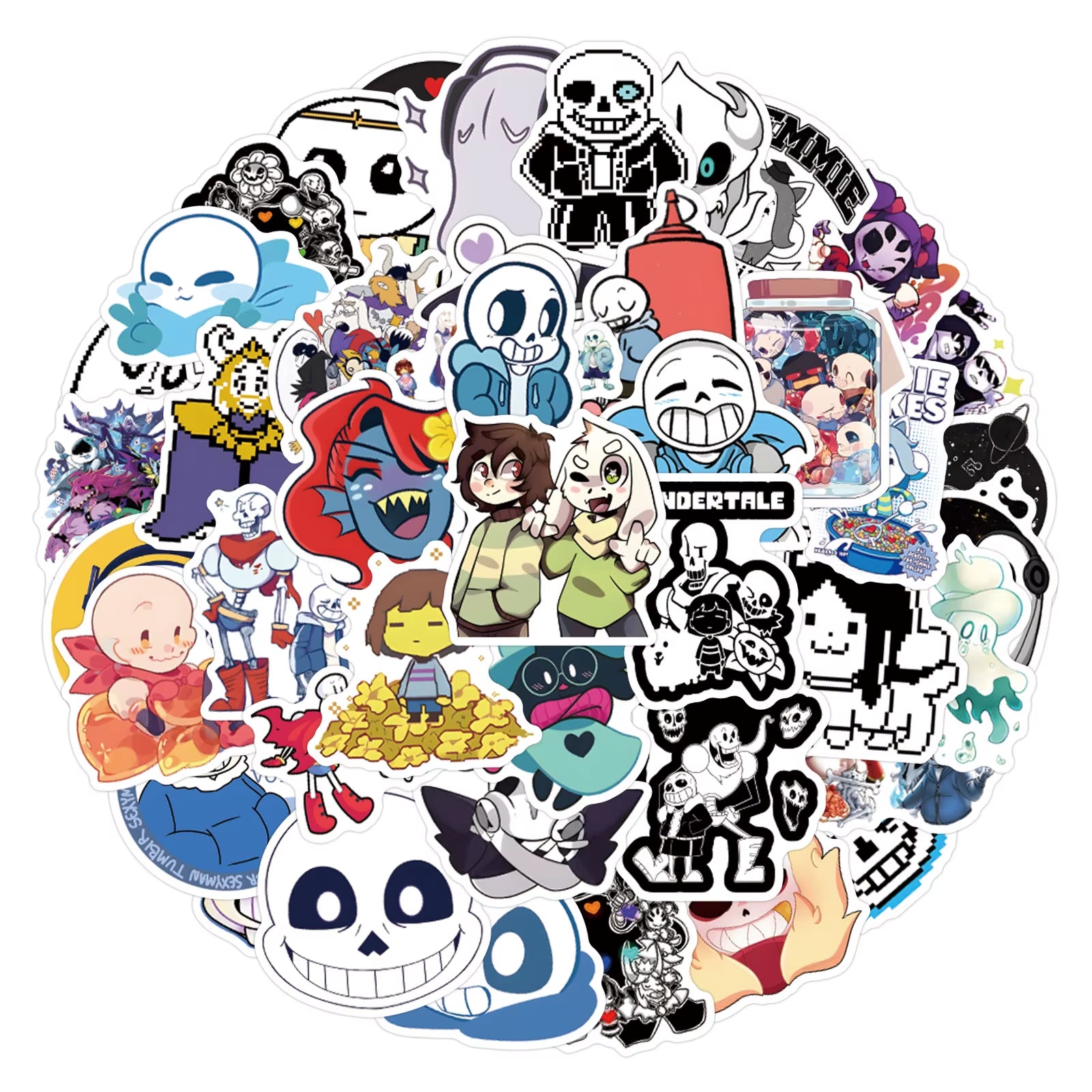 55Pcs Undertale Stickers DIY Stickers Scrapbooking Phone Luggage Skateboard Waterproof Graffiti Decals