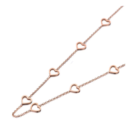 Trendy Titanium Stainless Steel CZ Crystal Love Heart Choker Necklaces for Women Girls Chic Charm Pendant Necklace N19202