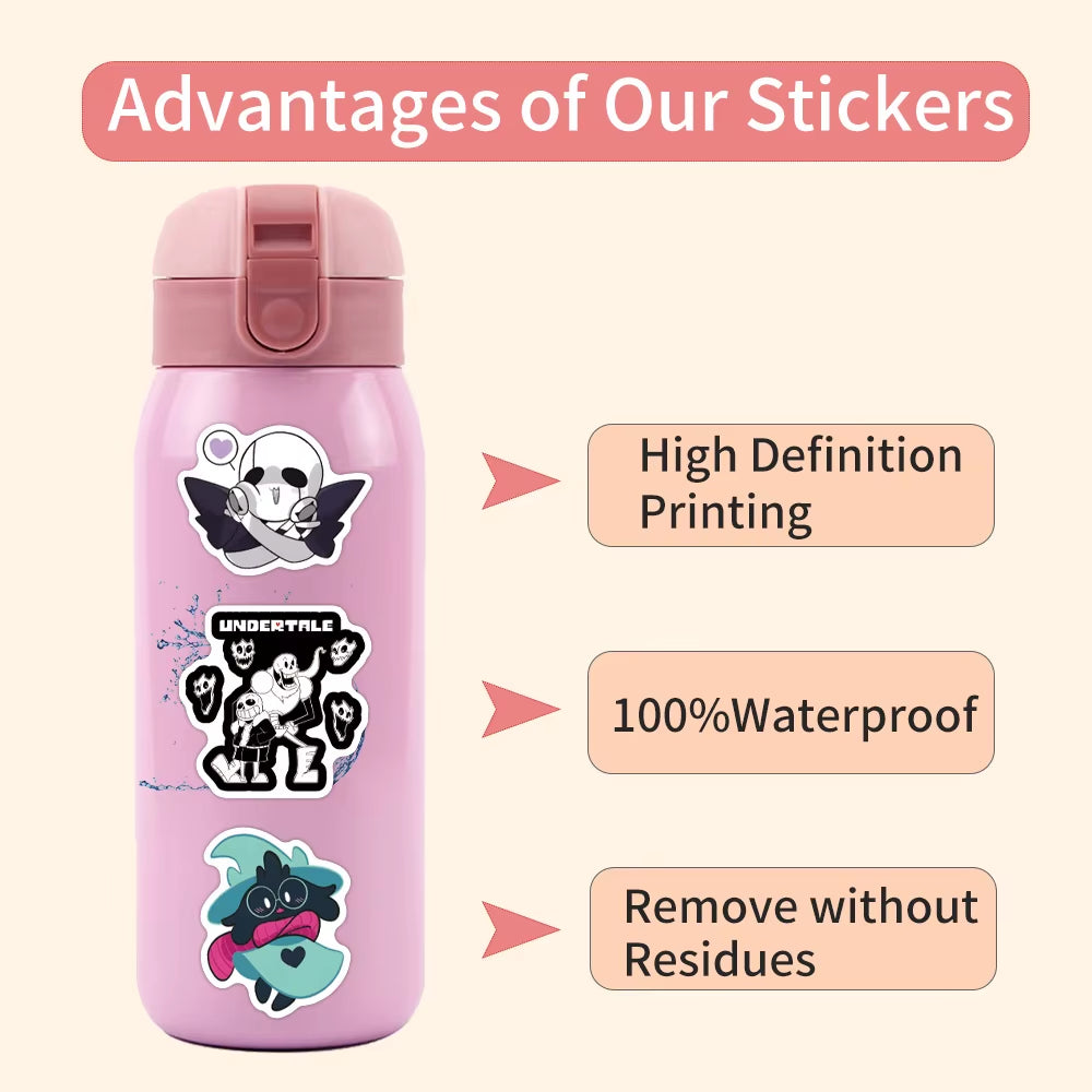 55Pcs Undertale Stickers DIY Stickers Scrapbooking Phone Luggage Skateboard Waterproof Graffiti Decals
