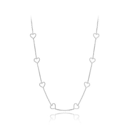 Trendy Titanium Stainless Steel CZ Crystal Love Heart Choker Necklaces for Women Girls Chic Charm Pendant Necklace N19202