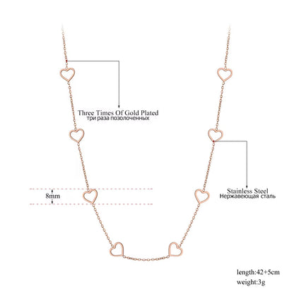 Trendy Titanium Stainless Steel CZ Crystal Love Heart Choker Necklaces for Women Girls Chic Charm Pendant Necklace N19202